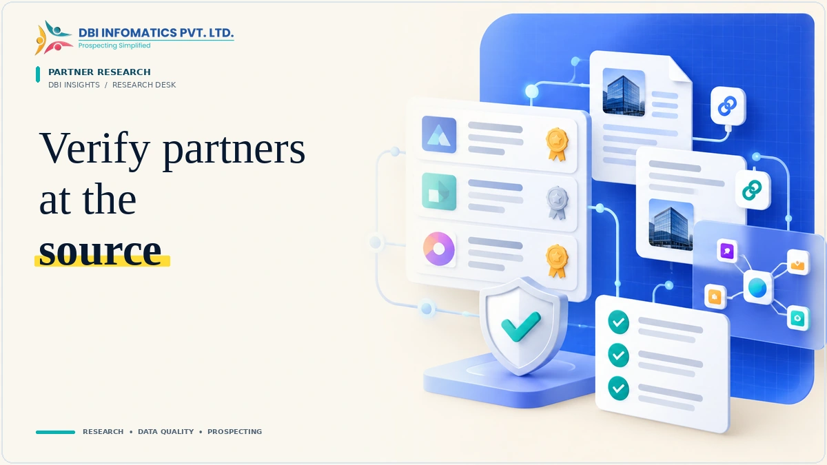 Technology partner verification illustration showing linked vendor evidence and source validation.